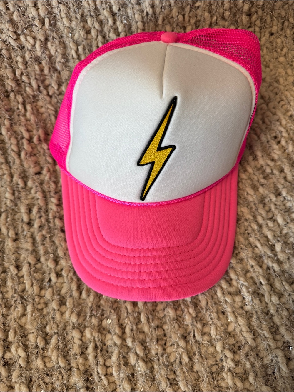 Aviator Nation Hot Pink Mesh Trucker Hat with Lightning Bolt